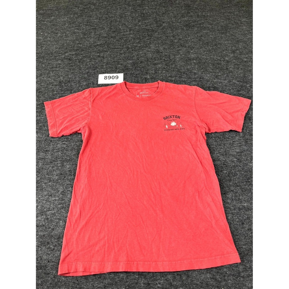 Brixton T Shirt Mens Medium Red Graphic Logo Standard Fit Cotton Crew Neck